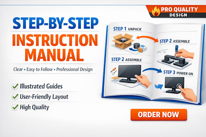 create a professional step by step illustruction manual for your product