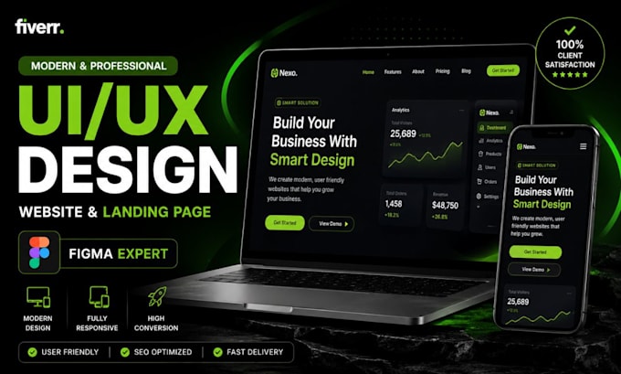 design modern website UI UX and landing page in figma