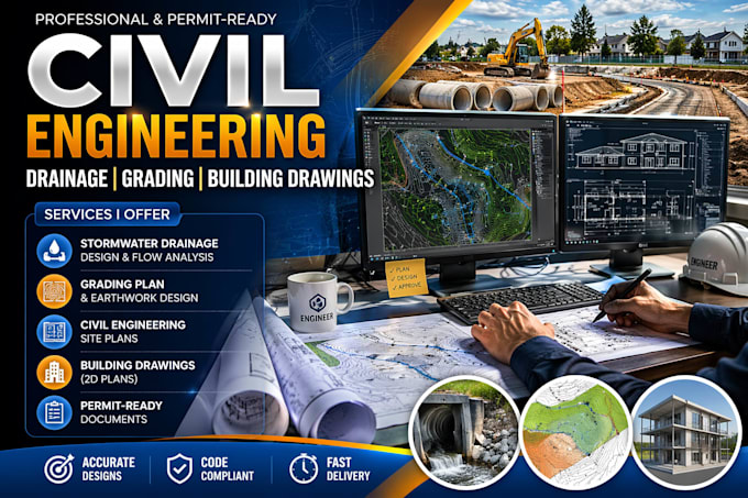 do stormwater drainage, grading plan and civil engineering design