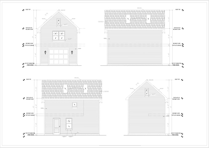 create garage plans, elevations, blueprints for city permit