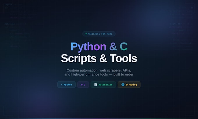 Write a python script, automation tool, or web scraper for you by ...