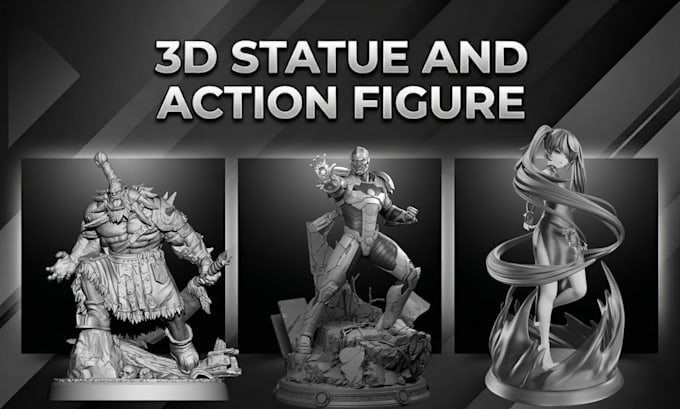 3d stylized character action figure diorama statue stl for 3d printing