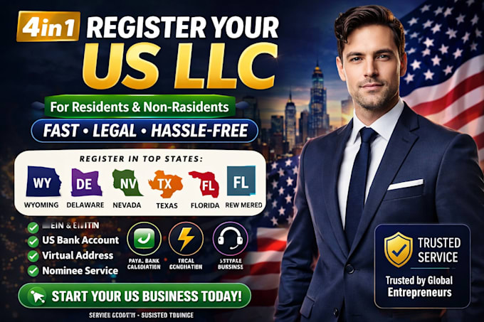 form US llc in wyoming, delaware, nevada with ein, itin