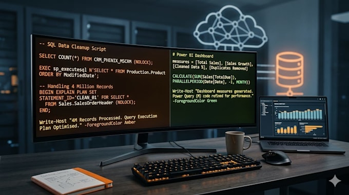 perform massive sql data cleanup and build power bi dashboards