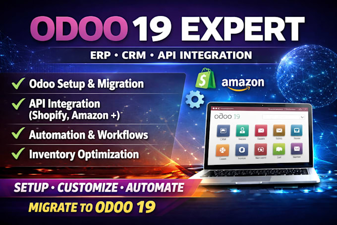 develop customize  automate odoo 19 erp CRM system and api integration