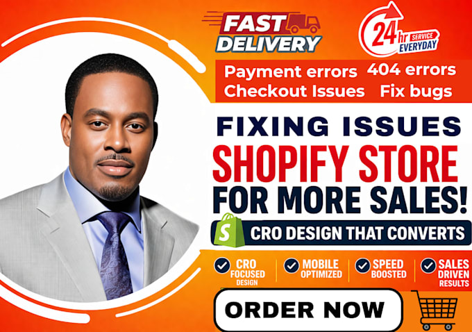fix shopify store bugs, checkout issues, 404 errors and payment errors fast