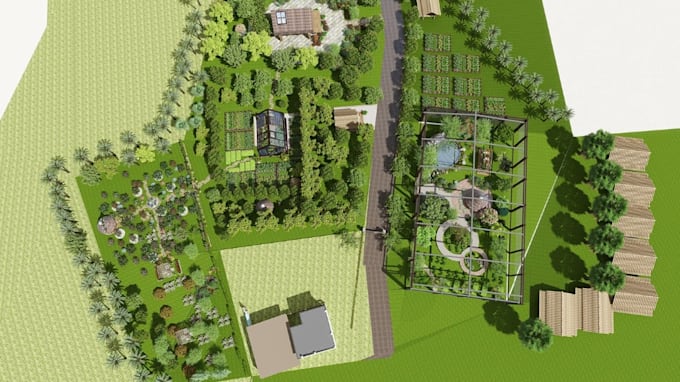 Master Plan Visualization Visualize conceptual master plan, retreat farm desert resort, 2d to 3d ...