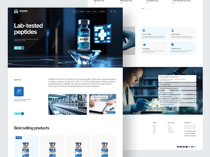 build peptide website, supplement website, payment processor, payment gateway