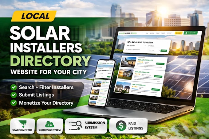 create solar installers directory website for your city