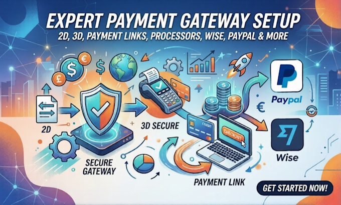 setup 2d, 3d payment link, payment processor, payment gateway, paypal, wise