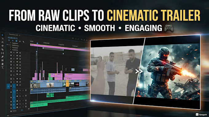 edit professional game trailer with cinematic effects
