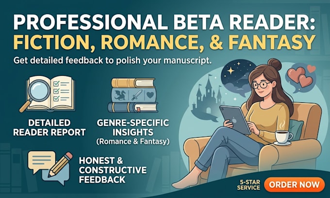 beta read romance, fantasy, or fiction and provide a reader report