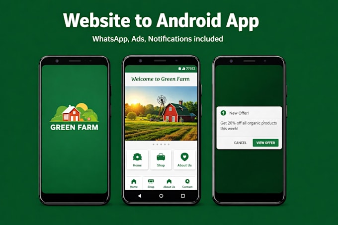 convert your website into android app with push notifications and admob ads