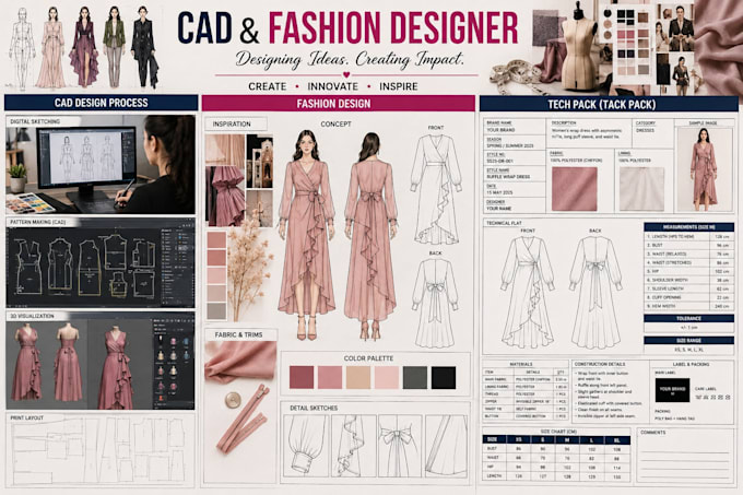 create professional garment patterns and tech pack design