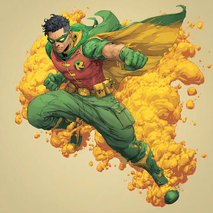 create epic superhero comic character art in digital style