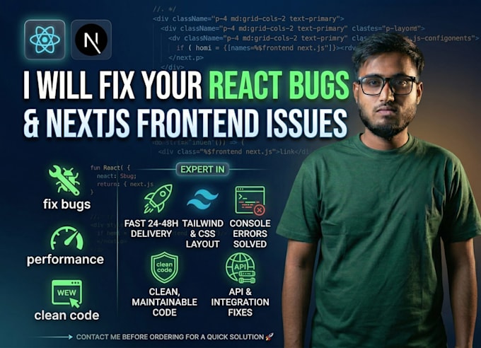 fix react bugs frontend issues and nextjs errors fast