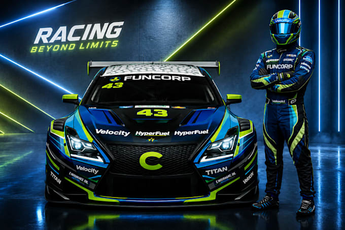 design a professional racing car wrap and livery