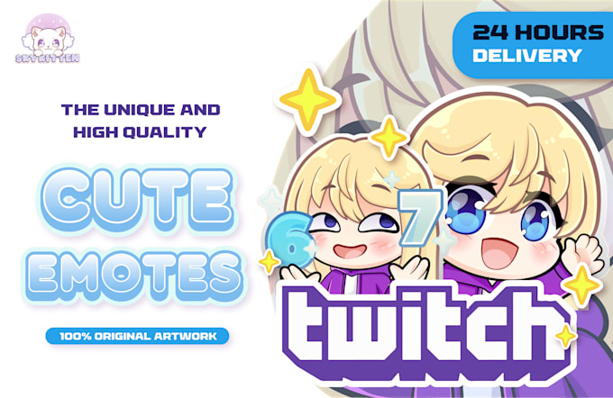 create cute chibi kawaii emotes or twitch stickers in 24 hr