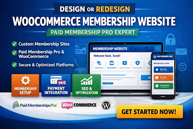design redesign woocommerce membership website, paid membership pro website