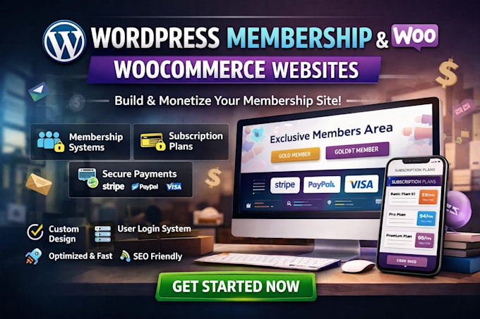 design wordpress membership website, woocomerce membership subscription website