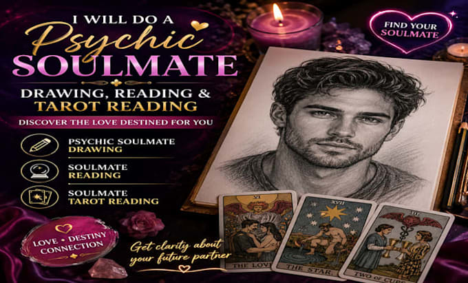 do a psychic soulmate drawing, soulmate reading, and soulmate tarot reading