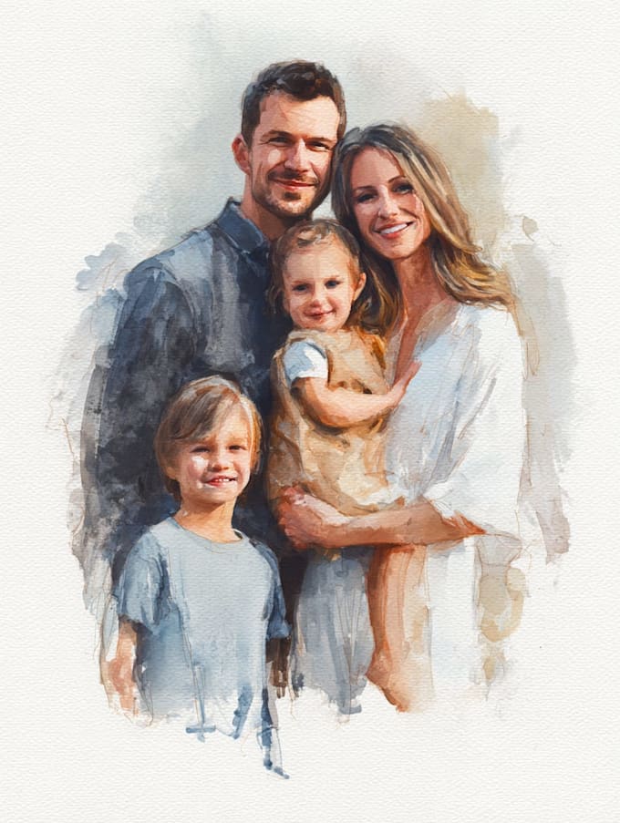 custom watercolor family portrait