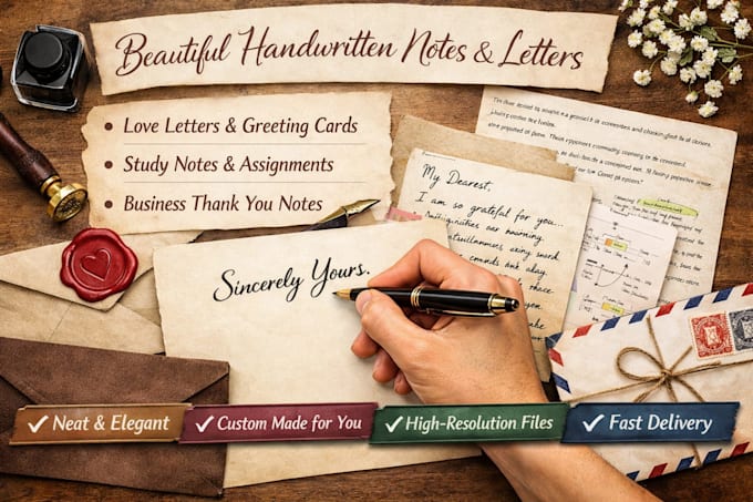 write aesthetic handwritten notes, letters neat and fast
