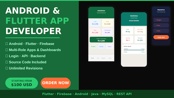develop a flutter mobile app for android and ios