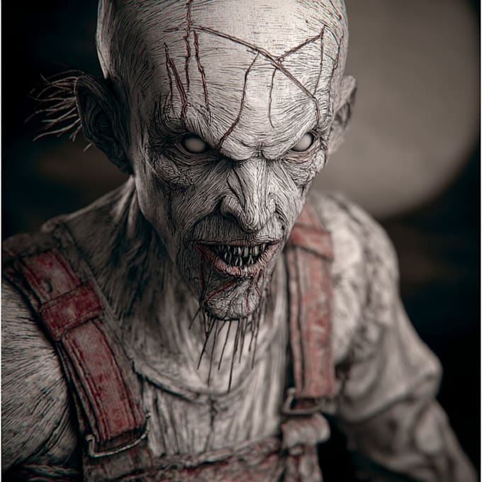 draw a horror and fantasy horror character art