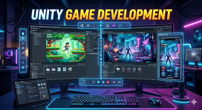 develop full unity game, 2d 3d mobile game development