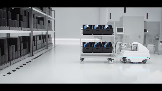 create 3d industrial machinery animation factory automation robotic video
