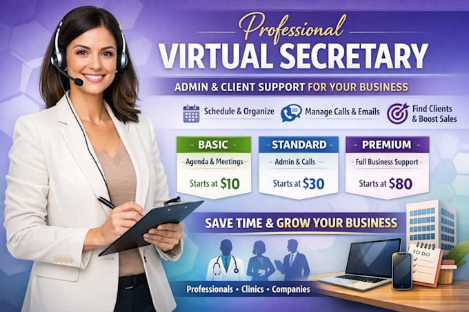 be your professional virtual secretary for scheduling, clients and admin support