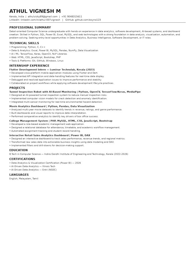 make an ats optimized resume and CV template