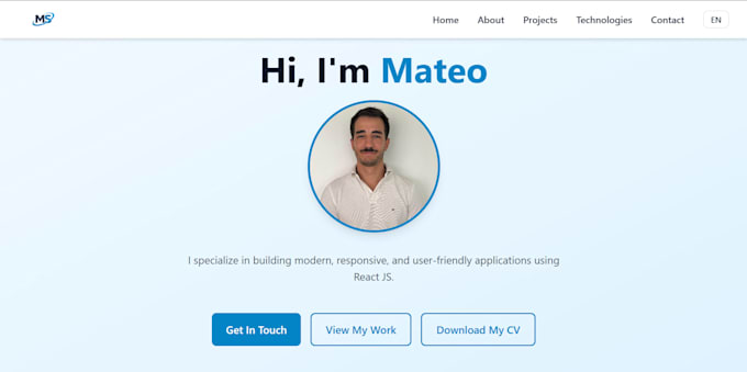 develop a responsive portfolio website with react