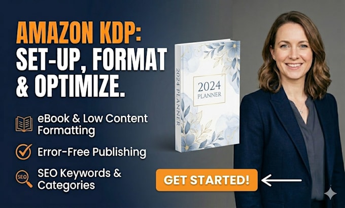 do amazon KDP setup and optimize ebook for format and publish low content seller