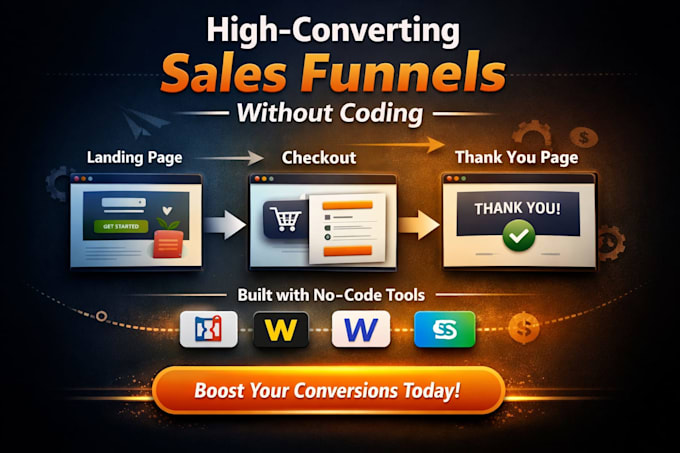 create sales funnel landing page using no code builders tools