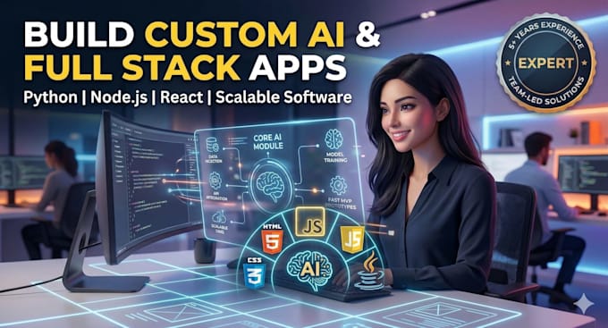 do ai software development, full stack website backend, front end developer