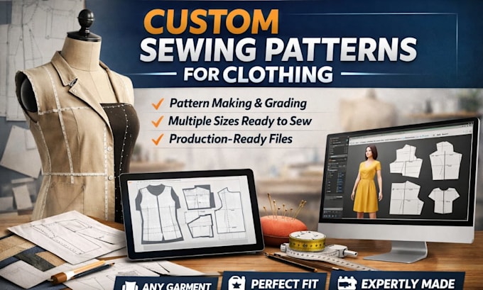 custom sewing pattern for clothing with pattern making and grading