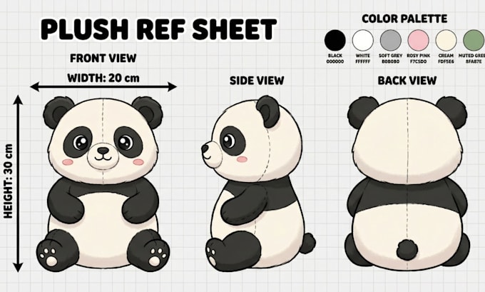 create plushie reference sheet custom stuffed toys animal tech pack ych concept