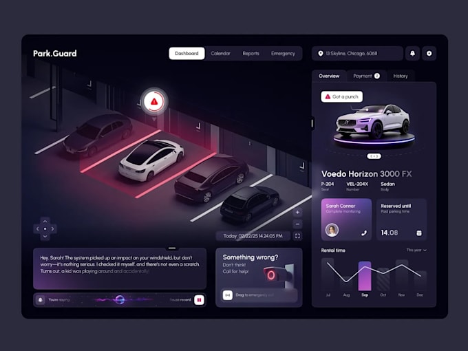 Design moderno di ui ux per app di parcheggio, dashboard e sistema di ...