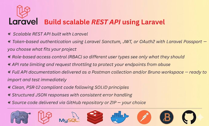 build scalable laravel API with my 16 plus years experience