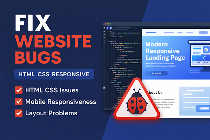 fix HTML CSS bugs and responsive issues in your website