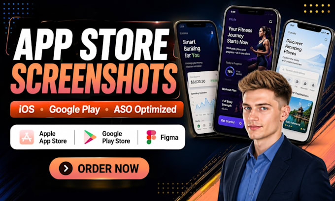 design high converting app store screenshots in figma for google play store, IOS