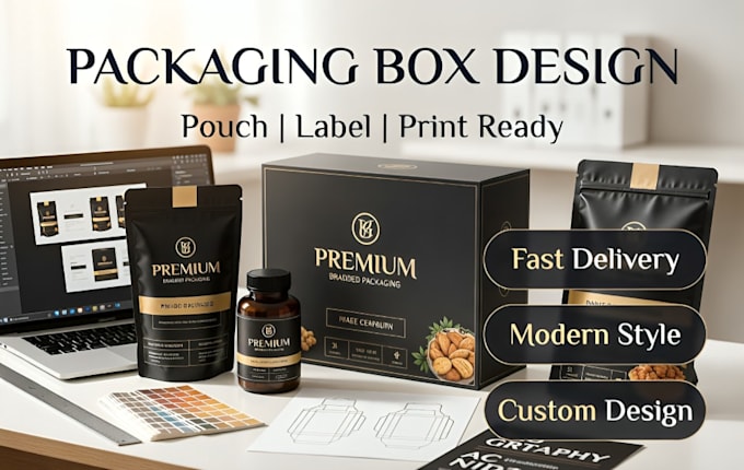 design product packaging box design, pouch and custom label design
