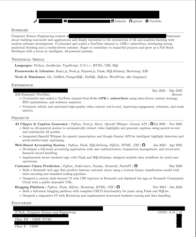 create a professional ats friendly resume