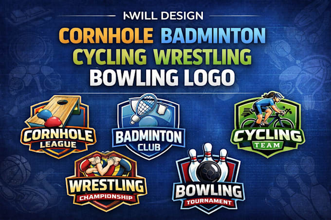design cornhole badminton cycling wrestling bowling logo
