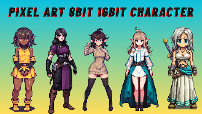 create 8bit 16bit pixel art character sprite sheet animation rpg game assets
