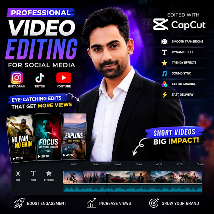 edit engaging tiktok, instagram reels, and youtube shorts