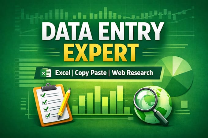 be your data entry expert in excel and ms office