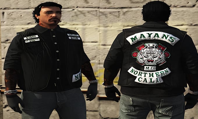 create fivem eup clothing, biker kuttes, mc vest, gang patches for gta v rp